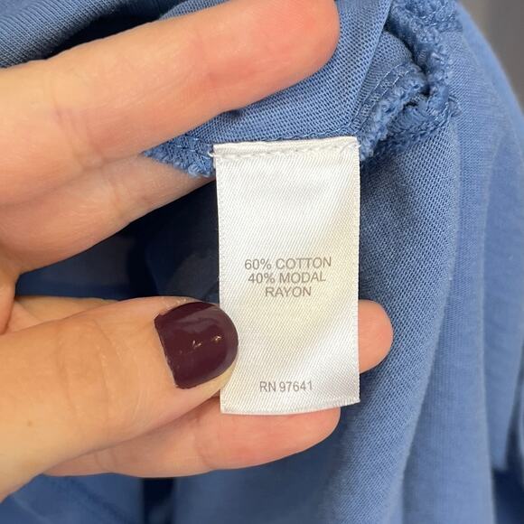 J. JILL PureJill PJ Boat Neck Top Short Sleeve Asymmetric Hem Blue Size L - Picture 8 of 10